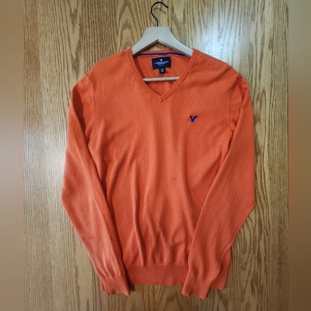 American Eagle Outfitter Vintage fit orange v-neck light sweater mens me…